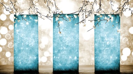 Corporate networking event background with decorative panels conference hall digital art professional environment elevated viewpoint