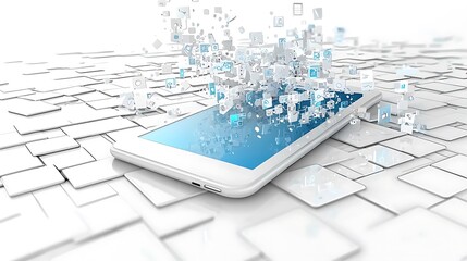 Innovative smartphone technology showcase digital space graphic design modern environment aerial view digital communication concepts