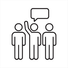 Group of People with One Person Raising Hand Seeking Clarification Suggesting Communication Feedback or Participation from the Crowd