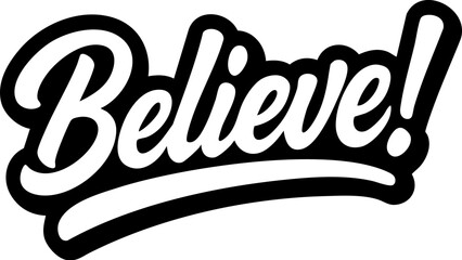 believe logo in black over white