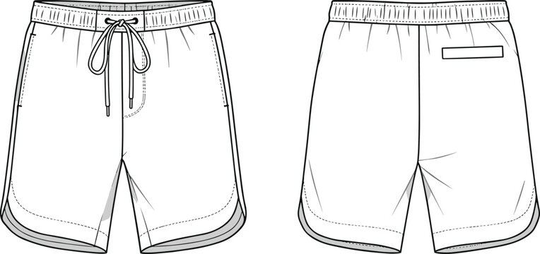 Men's athletic shorts, front and back view, drawstring waist, breathable fabric, essential sportswear, gym wear, fitness clothing, summer outfit