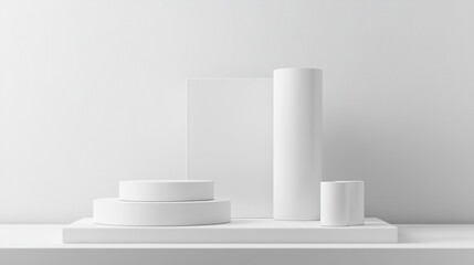 White minimalist product display, studio background