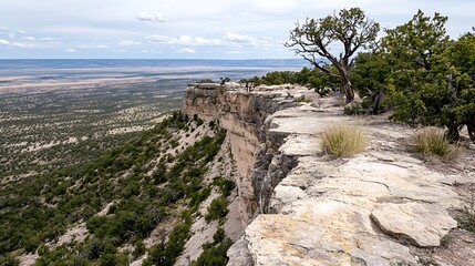 Free climber reaching rocky summit edge in vast landscape adventure photography nature environment aerial view concept