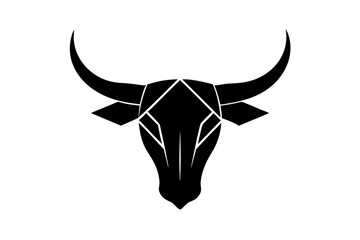Geometric Bull Head Logo – Minimalist Horned Animal Silhouette Vector