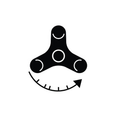 Black spinner icon with arrow and dial on white background