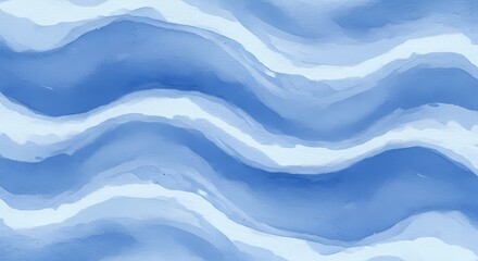 Abstract Blue Waves Watercolor Art, Modern Minimalist Background