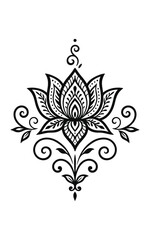 Ornate Black and White Lotus Flower Design