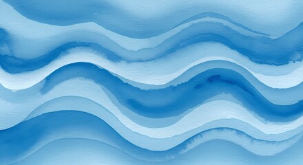 Abstract Blue Wave Pattern Watercolor Background with Flowing Gradient