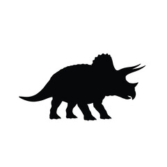 Black silhouette of a standing Triceratops dinosaur 1 © dipu