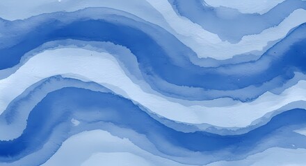 Abstract Blue Wavy Watercolor Background in Artistic Style