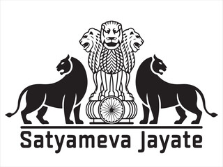 The ashoka emblem of india featuring four lions and the national motto satyameva jayate
