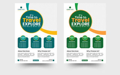 Creative travel and holiday business flyer template, vacation design flyer template for holiday. 