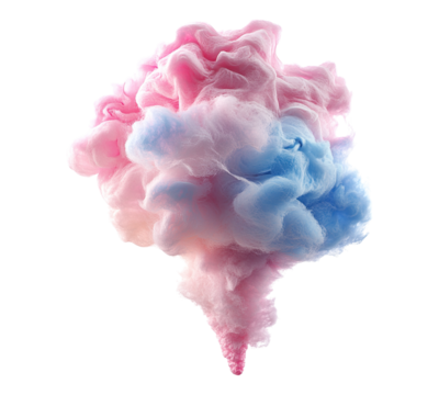 A colorful cloud of cotton candy is floating in the air