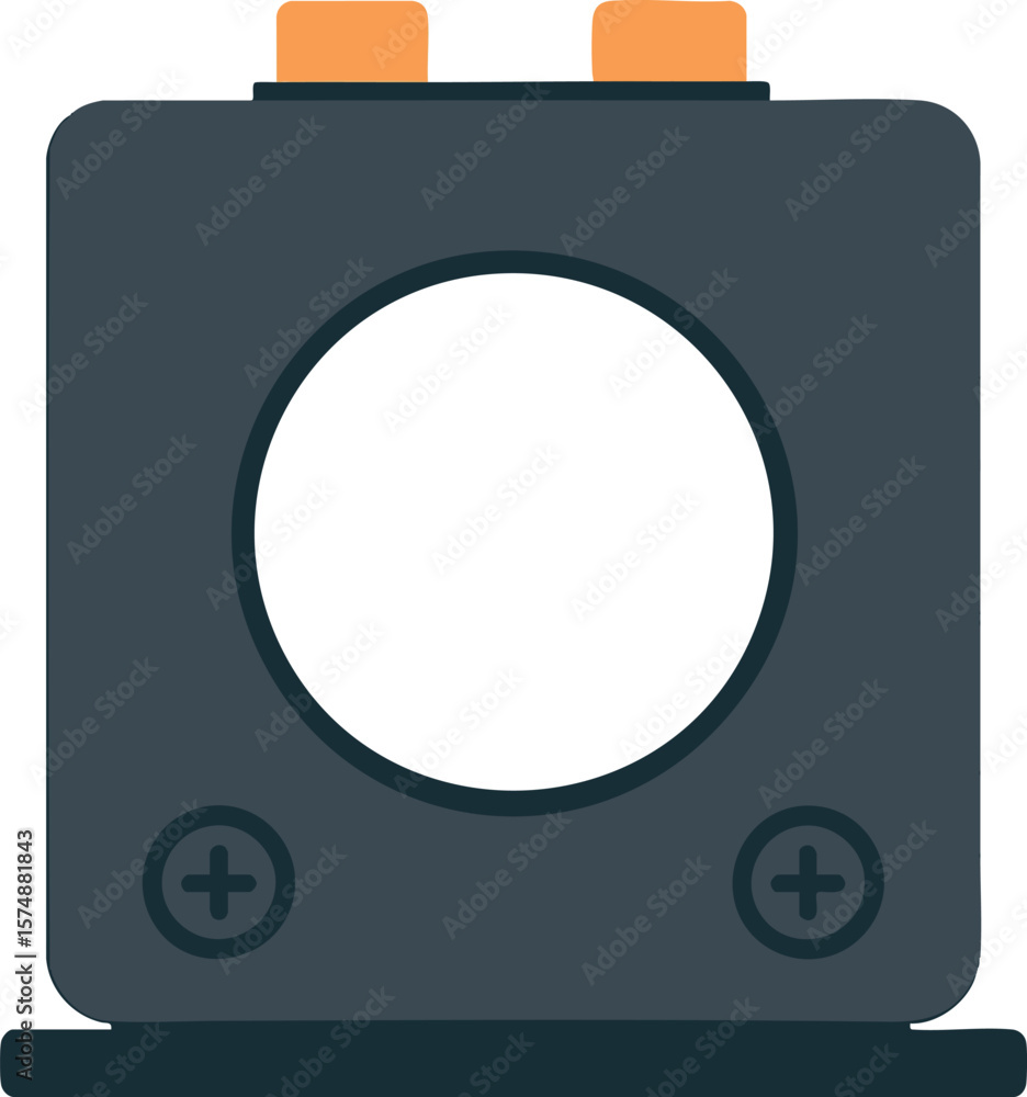 Poster flat vector instrument current transformer (ct) with secondary terminals and core shown, isolated on