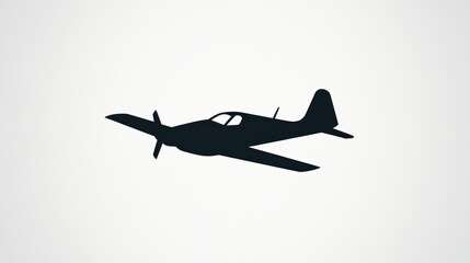 Propeller plane in flight, clear sky background, aviation icon