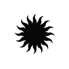 Black sun silhouette with wavy rays icon solar star
