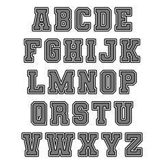Varsity block font alphabet letter set graphic