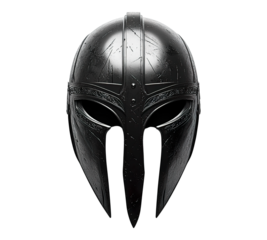 A black helmet with a black face and a black visor