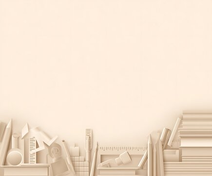 Monochromatic learning supplies on light background