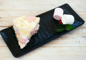 South African Marshmallow fridge tart with lemon and pineapple