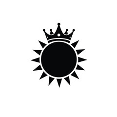 Black silhouette of a sun with a crown icon symbol