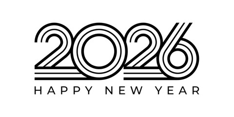 2026 Happy New Year design vector illustration. Unique 2026 logo design template