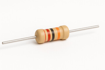 Electronic resistor on white background.