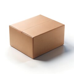 A closed cardboard box isolated on a white background