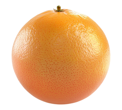 A large orange with a stem on top