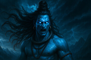 Lord Shiva in aggressive mood.