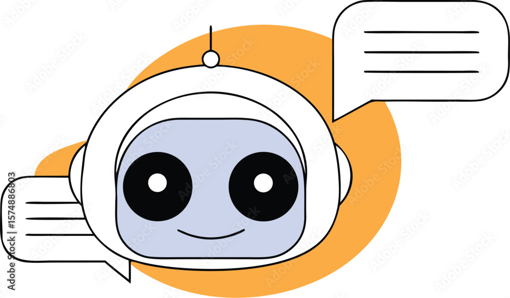 Aufkleber friendly ai chatbot vector illustration a modern design featuring a helpful ai assistant perfect for