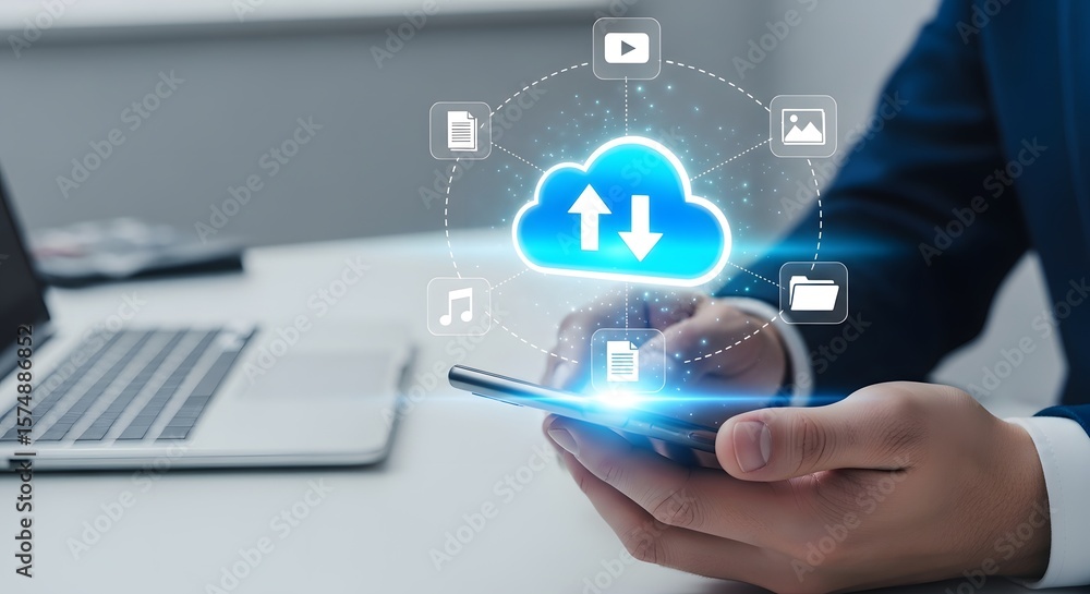 Poster cloud computing data transfer mobile phone technology