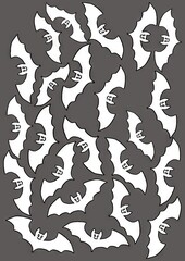 White bats pattern on dark grey background for Halloween decorations  