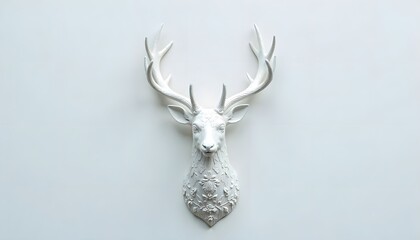 Majestic antlered deer sculpture crafted in white high resolution picture