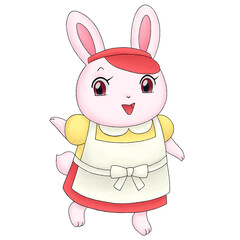 ウサギのハンバーガーショップ店員のイラスト