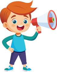 little boy with megaphone