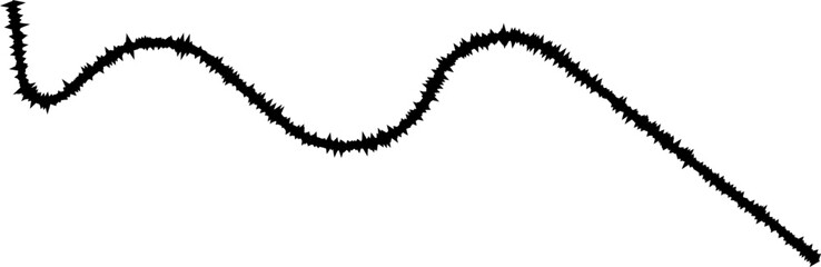 A broken wave of curved lines, each segment interrupted by sharp angles and edges.