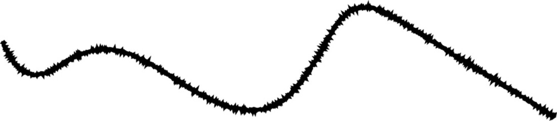 A curved line with sharp, cracked interruptions, giving it a fragmented, rough look.