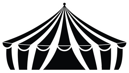 Classic Circus Tent Illustration Black and White Big Top Design, Vintage Carnival Graphic