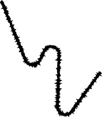 A path made of curved lines with sharp distortions and irregular protrusions along its length.