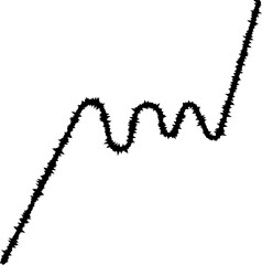 Zigzag pattern with sharp protrusions and rough edges, creating a jagged, dynamic line.