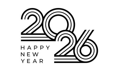 2026 Happy New Year design vector illustration. Unique 2026 logo design template