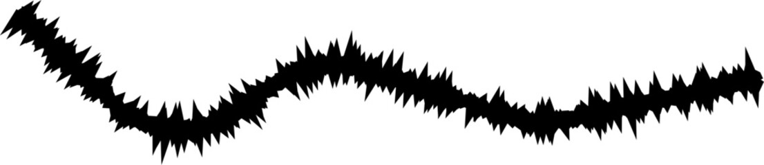 Curved lines forming undulating waves with sharp turns, creating a fluid, rhythmic motion.