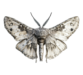 A moth with a fuzzy body and wings