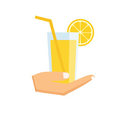 A refreshing glass of lemonade in a hand, perfect for a hot summer day