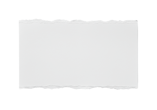 Rectangular transparent paper with intricately torn, fibrous top and bottom edges and smooth blank copy space in the center, isolated against a transparent background from a top-down view with - Powered by Adobe