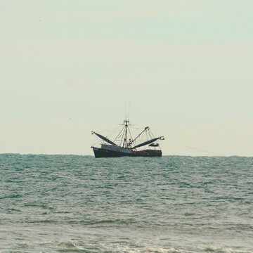 Shrimp Boat in Atlantic Ocean