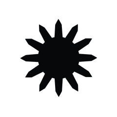 Black sun with sharp rays icon on white vector