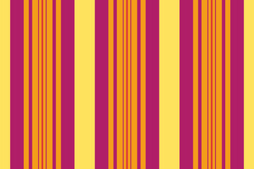 Obraz premium Royalty stripe seamless pattern, cover background lines textile. Mature fabric vertical vector texture in pink and amber colors.
