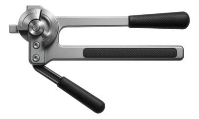 Adjustable manual angle bender with a rotating head for creating custom angles in a metalworking facility.